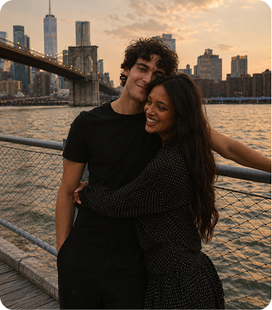 A couple sharing an everyday moment outdoors